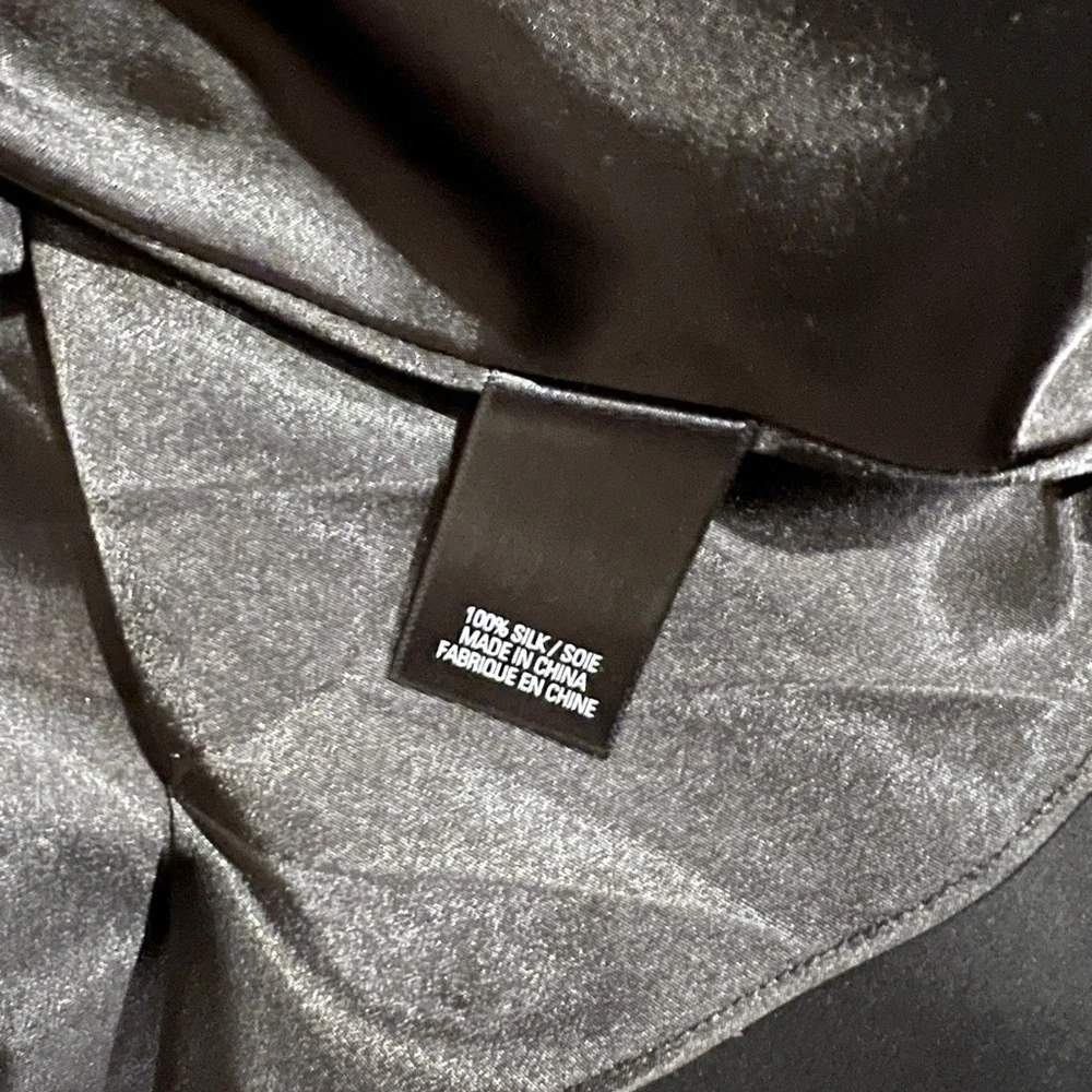 Tahari Black 100% Silk Formal Party Charlotte Dress Satin Look Ruffles NWT New - Picture 8 of 9